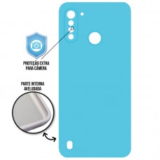 Capa para Motorola Moto G8 Power - Case Silicone Cover Protector Azul Claro